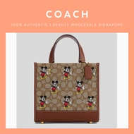 Coach mickey mouse brown monogram small square handbag