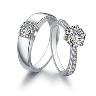 S925 Dreamsilver Silver Couple Ring with Moissanite Stone 1 Carat for Double Adjustable Size ND57