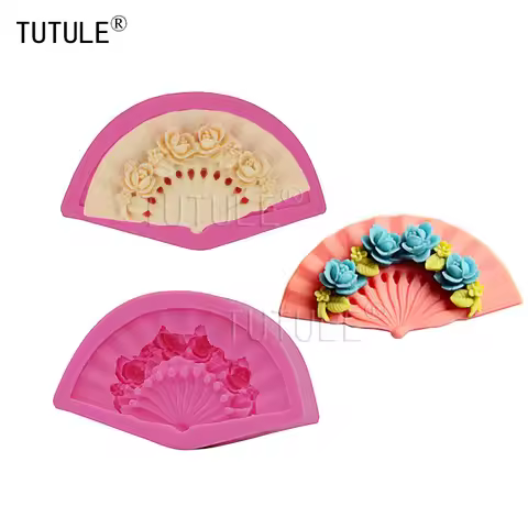 Gadgets - Hand Fan Silicone Mold Flower Oriental Geisha Fan Silicone Mold - Polymer Clay Resin Cupca