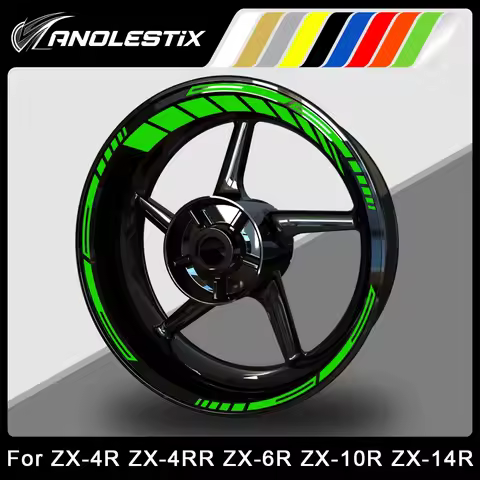 AnoleStix Reflective Motorcycle Wheel Sticker Hub Decal Rim Stripe Tape For Kawasaki Ninja ZX4R ZX4R