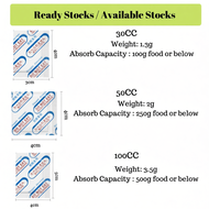 50 keping Penyerap Oksigen Makanan 30cc 50cc 100cc 200cc Oxygen Absorber for Food Storage Pack