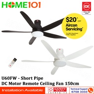 KDK Ceiling Fan 150cm with DC Motor LED Light Remote Control U60FW - [U60FWS]-REPLACEMENT $30.00