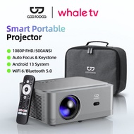 GOOJODOQ โปรเจคเตอร์ 1080p 500 Ansi Projector Android 13 พร้อมลำโพง Wifi6 Bluetooth 5.0
