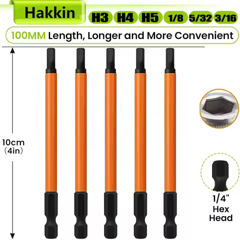 Hakkin 5Pcs 1/4" Hex Head Allen Wrench Drill Bits Hex Key Drill Bit Set 1/4",3/16,1/8",H3,H4,H5 Magn