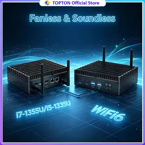 13th Gen Fanless Gaming Mini PC Intel i7 1355U i5 1335U 2*2.5G LAN PCIE4.0 DDR4 Tunderbolt 4 eGPU De