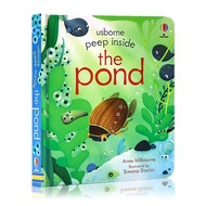 หนังสือเด็กภาษาอังกฤษ ภาพสามมิติ หนังสือเด็ก Usborne Book Peep Inside The Pond Book English Lift The Flap Book Board Book Activity Book Story Book Bedtime Reading Books English Learning Materials for Kids Children Book Baby Toddler Book Gift