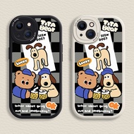 Cartoon Case iPhone for 16 / 15 / 14 / 13 / 12 / 11 Promax Wallace&Gromit Pattern Soft Casing for iP