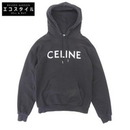 Celine 男士棉質 Logo 套頭連帽衫，黑色，XS 碼，2Y321670Q