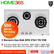 EF Built In Stainless Steel Hob 3 Burners EFH 3763 TN VSB