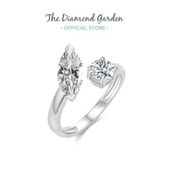 TDG 10K White Gold Lab-Grown Marquise & Round Diamond Bypass Ring