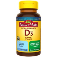Nature Made D3 5000 IU 125mcg Extra Strength 100 softgels วิตามิน ดี3