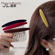 French Velvet Ellipse Hair Clip - Simple Fringe Duckbill Clip, Korean Style Cute Hair Accessories