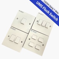 UMS 1 / 2 / 3 / 4 Gang 1 Way Flush Switch, 250V x 10A ( 211-1W / 221-1W / 231-1W / 241-1 )