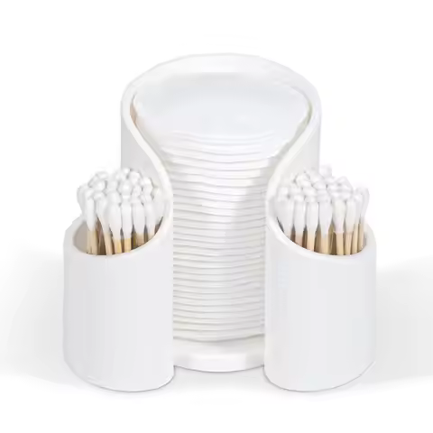 Cotton Pad QTips Holder, Bathroom Cups Dental Floss Dispenser, Storage Organizer for Cotton Pad QTip