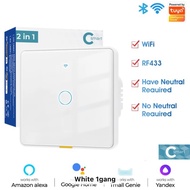 SMATRUL White 1 Gang Tuya Wifi RF433 Smart Wall Light Button Switch Type C Timing Voice App Google H
