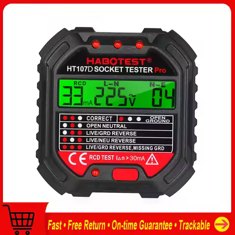 HABOTEST GFCI Outlet Tester with Voltage Display 90-250V Socket Tester Automatic Electric Circuit Po