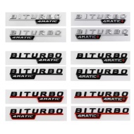2pcs Car Letters Fender Trim Badge BITURBO 4MATIC Plus Emblem Sticker For Mercedes AMG C43 E43 GLE43