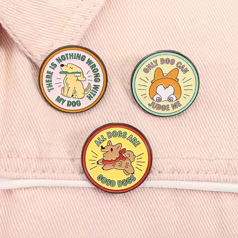 Only Dog Can Judge Me Enamel Pins Cute Corgi All Dogs Are Good Dogs Brooches Lapel Badge Jewelry Gif