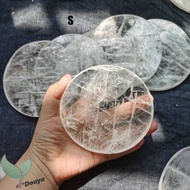 1ชิ้นธรรมชาติใสซีลีเนียม ITE แผ่นชาร์จรอบซีลีเนียม ITE สำหรับทำความสะอาดและชาร์จคริสตัลและหินบำบัดตก