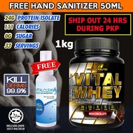 Vital Whey Isolate Halal 1KG 24g Protein (Choc) BCAA Glutamine [Free Sanitizer] ON Gold Standard Her