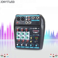 JONY1TWDD Audio Mixer, with 48V Phantom Power Monitor Karaoke System DJ Console Mixer, Portable 4-Ch