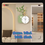 [4444] Wall Clock Creative Cream Wind Wall Clock Modern Simple Clock Home Wall Mute Clock