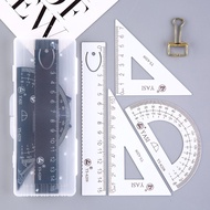 4Pcs Set Metal Ruler Set Ruler Student with Metal Ruler Ruler Protractor Iron Ruler Boxed For Studen