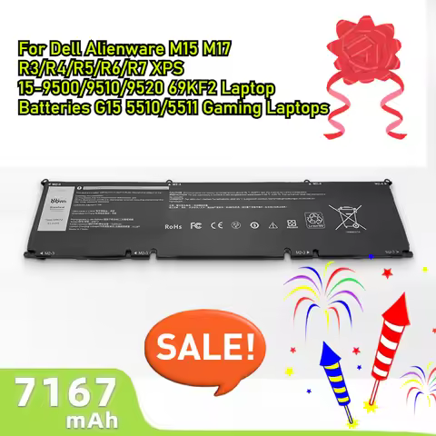 For Dell Alienware M15 M17 R3/R4/R5/R6/R7 XPS 15-9500/9510/9520 69KF2 Laptop Batteries G15 5510/5511