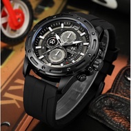 Jam Tangan Evans Jayden Pria 9494 Rubber Kaca Sapphire Chronograph Water Resistant 10 ATM