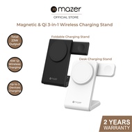 Mazer 3 in 1 Foldable/Desk Magnetic and Qi Wireless Charging Stand Magnetic 3 in 1 Wireless Charger