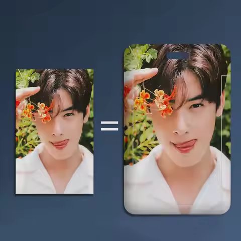 C-Cha EunWoo SINGER Work Card Case For Exhibition ID Card Lanyard Badge Card Holder Pass Card Set Fo