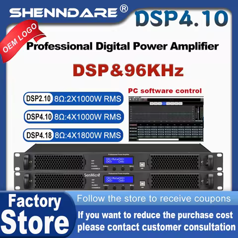 ShennDare Professional Digital DSP Power Amplifier 4x1000W 8OHM 4CH Sound Amplifier Processor DJ Sub