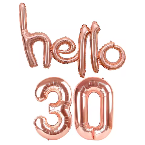 Rose Gold hello Letter Balloon 32In Number Foil Balloons For 13th/16th/18th/21st/30th/40th Women Gir