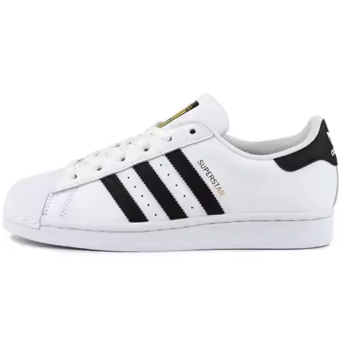 Adidas Men's and Women's Shoes, Trefoil Superstar Shell-Toe White Sneakers with Gold Label, Retro Tr