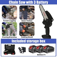 Chain Saw Cordless 2 baterai 6 Inch Chainsaw Cordless Chainsaw Gergaji Rantai Elektrik Mini Portable Genggam Lithium Model