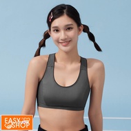 【EASY SHOP】愛運動-吸濕排汗無鋼圈背心式少女運動內衣-沉穩灰-LL
