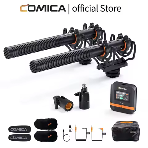 COMICA VM40 2.4G Super Cardioid Dual-Channel Wireless Shotgun Microphone,Wired and Wireless dual mod