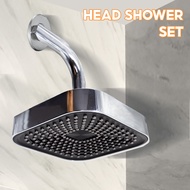 HOMENEEDS Head Shower Set Wall Tembok Mandi Head Kepala Tanam Kotak DP-323+WG-238-Silver