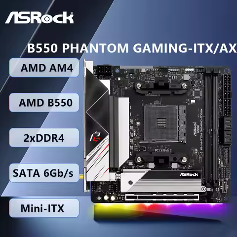 ASROCK B550 PHANTOM GAMING-ITX/AX Motherboard AMD B550 AM4 Support Ryzen 5 5600X 7 5800X3D 9 5900X 3