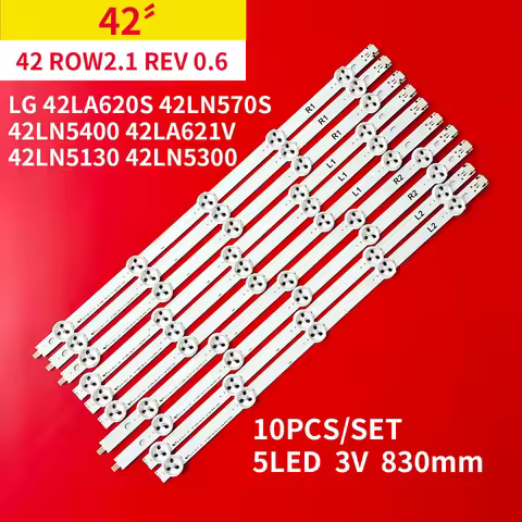 10Pcs/Set LED Backlight Strip for 42" TV 42" ROW2.1 Rev 0.01 L1 R1 R2 L2 42LA620S 42LN570S 42LN5400 