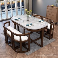 [in stock]Dining Tables and Chairs Set Household round Table Modern Simple Small Apartment Solid Wood Imitation Marble Dining-Table Internet Celebrity Dining Table