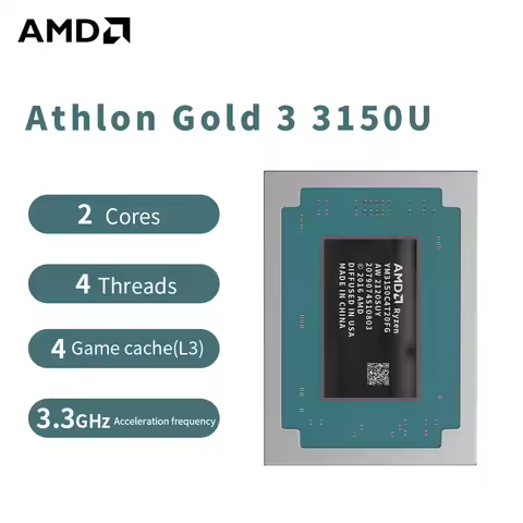 AMD Athlon Gold 3150U Processor 3.3GHz 2-Core 4-Thread 4MB Game Cache 14NM TDP 12-25W Socket FP5 Gam