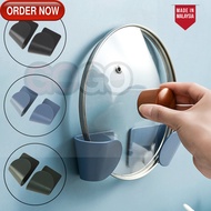GG 2Pcs Wall Mounted Pot Cover Lid Sponge Holder/Self Adhesive Pot Lid Shelf/Adjustable Organizer Br