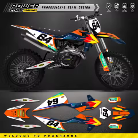 PowerZone Custom Team Graphics Backgrounds Decals Stickers Kit For KTM SX SXF MX 19-2022 EXC XCW 202