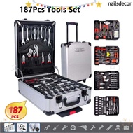 NAILSDECOR 187Pcs Tools Set, Socket Wrench Carbon Steel Tool Box Set, Portable Professional High Har