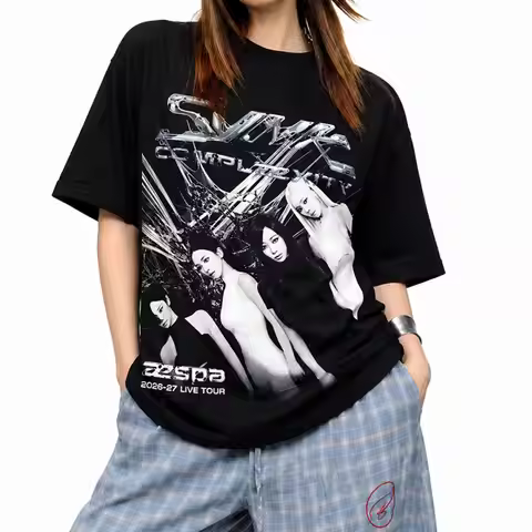 2026 Aespa Synk Complaexity Live Tour T-shirt Men Women Summer Cotton Y2K Clothing Fashion High Qual