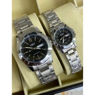 (Ready stock Malaysia) CASIO _ Couple Quartz Watch 50M WR Day Date & Stainless Steel watch