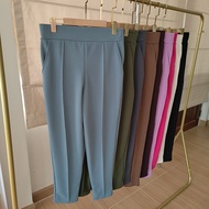 ขายาวเดฟ9ส่วน ทรงตีเกร็ดหน้า #กางเกงสาวอวบ เอว31ถึง45นิ้ว พร้อมส่ง ทรงสวย ผ้าดีไม่บาง กระเป๋า2ข้าง ใ