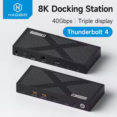 Hagibis Thunderbolt 4 Hub with Dual Monitor 8K/4K Display Dock 40Gbps Docking Station Thunderbolt Ce