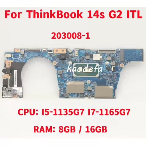 203008-1 For Lenovo ThinkBook 14s G2 ITL Laptop Motherboard CPU: I5-1135G7 I7-1165G7 RAM: 8GB / 16GB